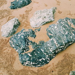 High angle view of sand on beach