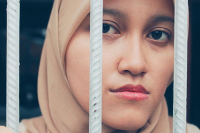 Close-up portrait of woman in hijab