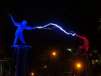 Firework display at night