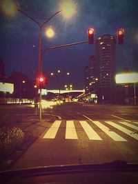 Street light on road at night