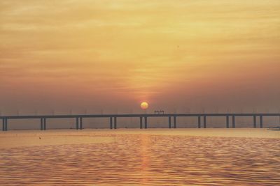 Scenic view of sea at sunset