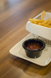 Close-up of tea served on table