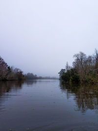 Scenic view of lake against clear sky