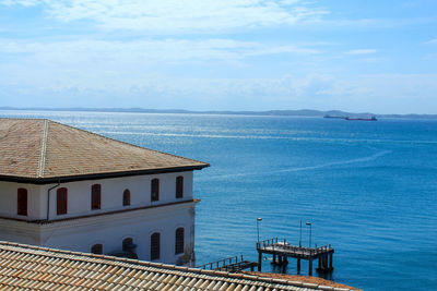 Scenic view of sea against blue sky