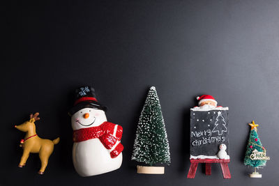 Christmas decorations on gray table