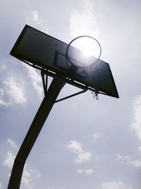 Low angle view of basketball hoop against sky