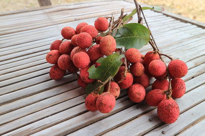 Close-up of strawberries on table