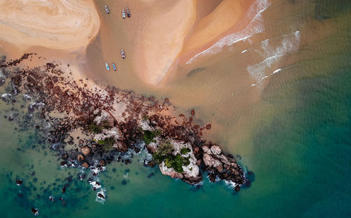 High angle view of people on beach