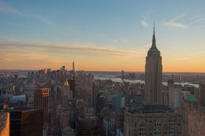 View of cityscape against sky during sunset