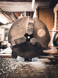 Close-up of old machinery