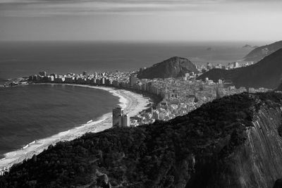 High angle view of copacabana beach and cityscape