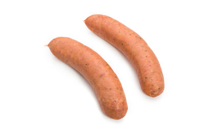 Close-up of bread on white background