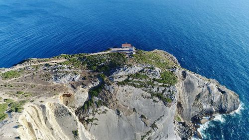 High angle view of rocks on beach