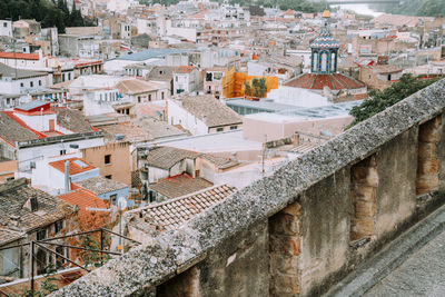 High angle view of buildings in city