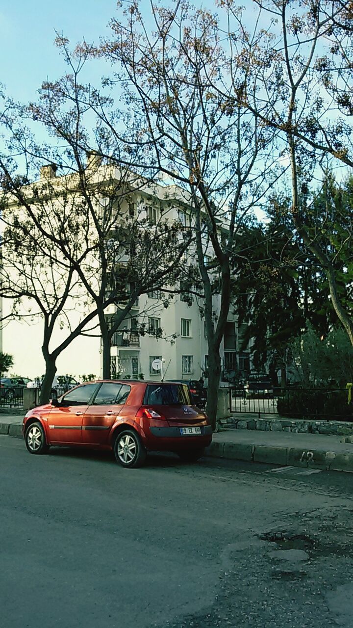 transportation, car, land vehicle, mode of transport, tree, street, building exterior, road, architecture, built structure, bare tree, stationary, parking, travel, day, branch, parked, on the move, outdoors, city