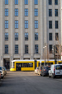 Street leading towards cable car in city