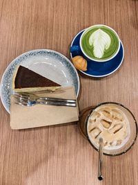 High angle view of drink on table