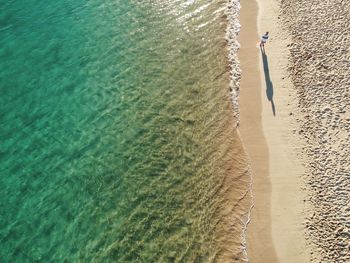 High angle view of man standing at beach