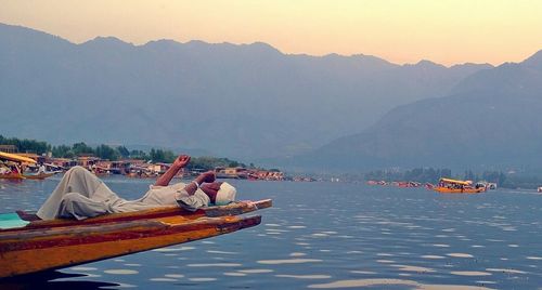 Scenic view of boats in sea