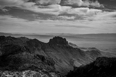 Scenic view of rocky mountains against sky