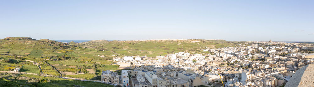 Panoramic view of sea against clear sky