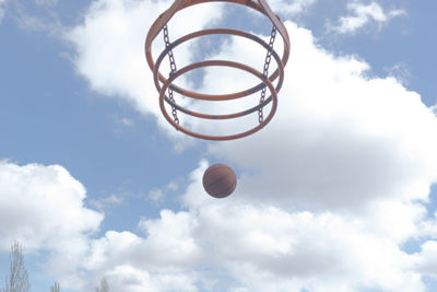 Low angle view of basketball hoop against sky