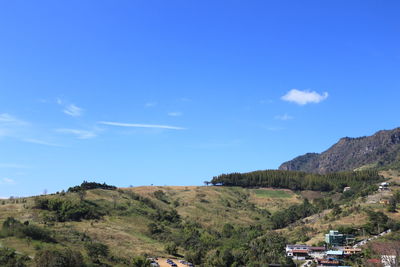 Scenic view of landscape against blue sky