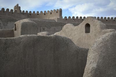 Low angle view of fort against sky