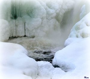 Close-up of frozen waterfall