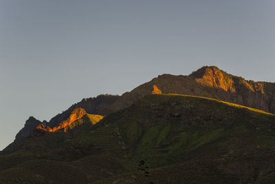 Scenic view of mountains against clear sky