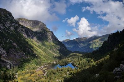 Scenic view of mountains against sky