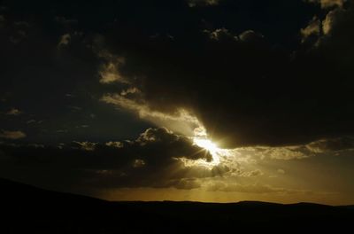 Silhouette landscape against sky during sunset