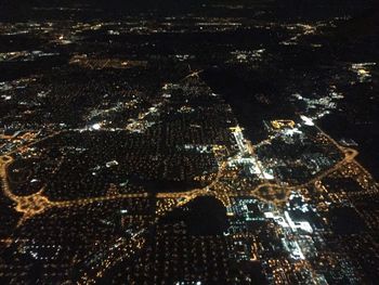 Aerial view of city at night