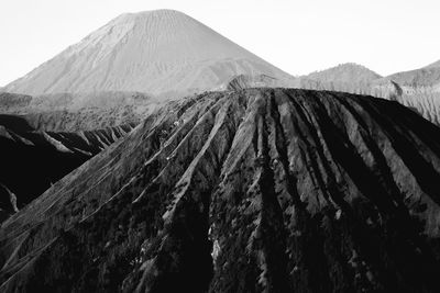 View of volcanic landscape against clear sky