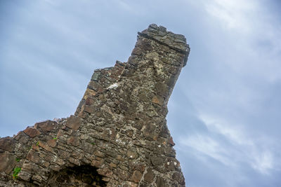 Low angle view of rock formation against sky