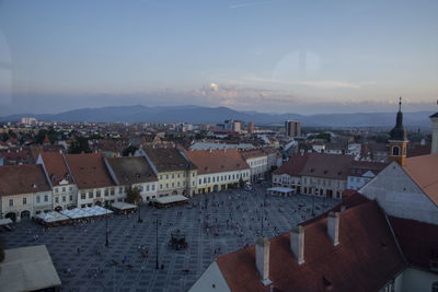 High angle view of townscape against sky