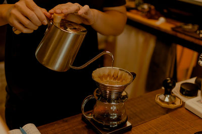 Close-up of coffee cup on table