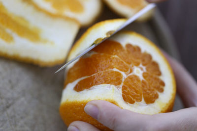 Close-up of hand holding fruit