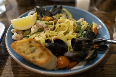 Close-up of food served in plate