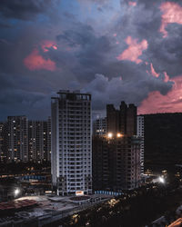 City lit up at night