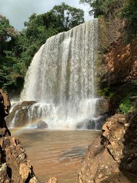 Scenic view of waterfall in forest