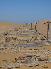Scenic view of desert against clear sky