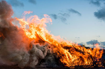 View of bonfire