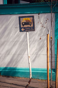 Information sign by water