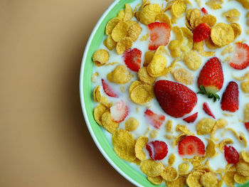 High angle view of fruits in bowl