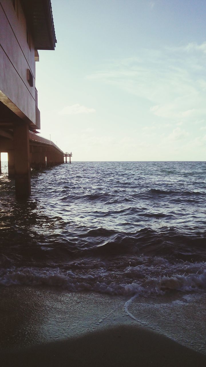 sea, water, horizon over water, sky, beach, tranquil scene, scenics, built structure, tranquility, beauty in nature, shore, architecture, nature, rippled, wave, idyllic, blue, building exterior, seascape, calm