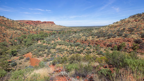 Scenic view of land against sky
