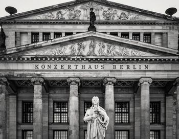 Low angle view of statues on building