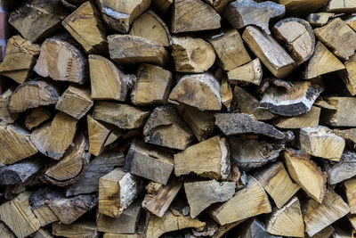 Full frame shot of logs stack