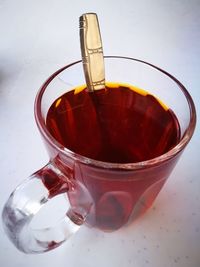 High angle view of drink in glass